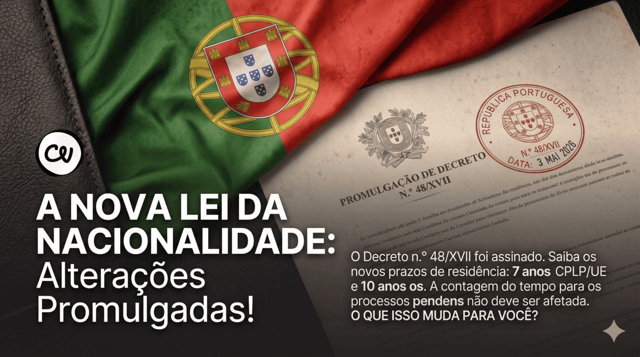 Nova lei promulgada com bandeira de Portugal
