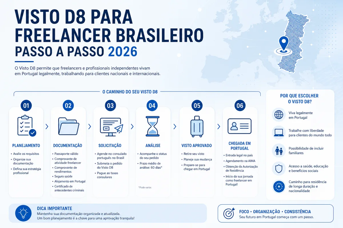 Visto D8 Freelancer Portugal: Guia Completo 2026