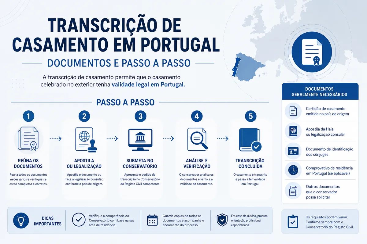 Transcrição de Casamento em Portugal: Documentos 2026