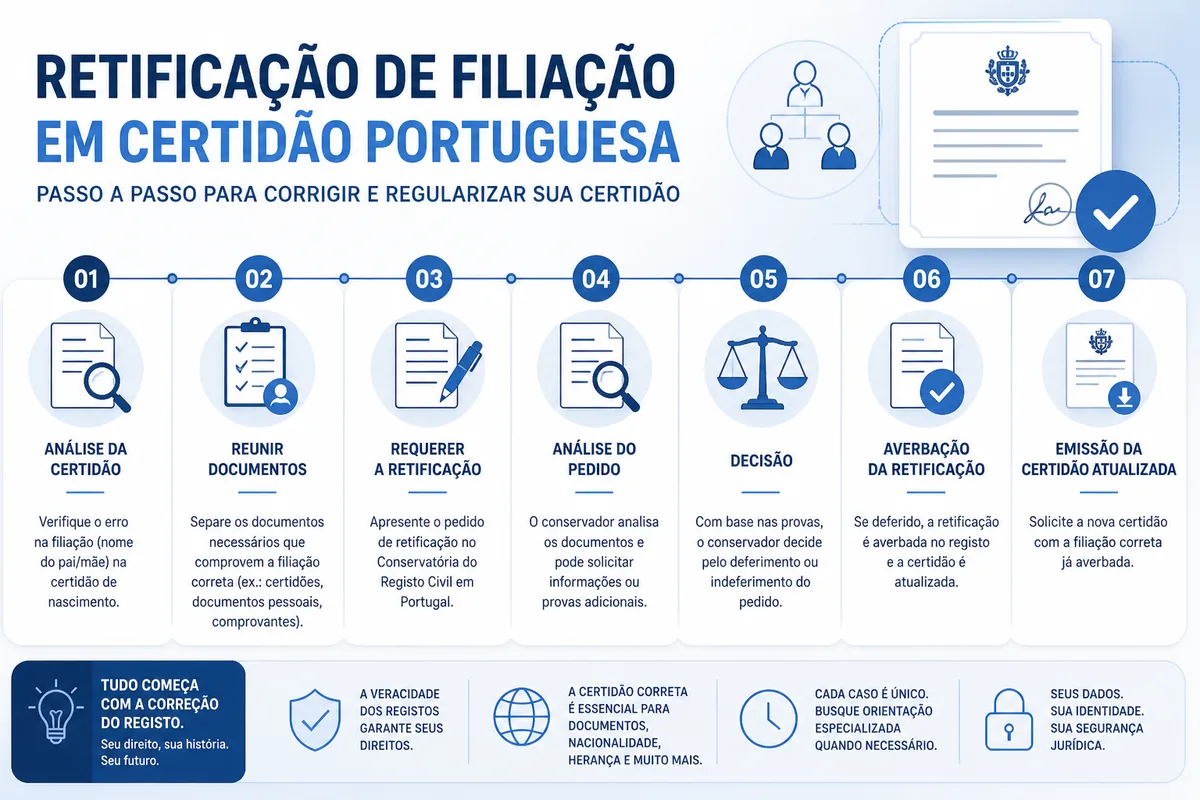 Retificação de Filiação em Certidão Portuguesa: Guia 2026